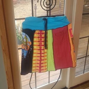 Upcycled Colorful Patchwork Graphic Sz. M‎ Skirt